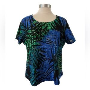 TanJay Ladies Lined Blouse Top Short Sleeve Size Petite Medium